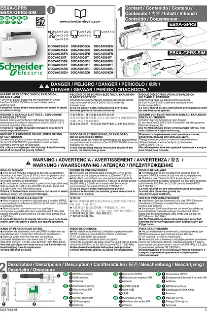 schneider施耐德EBXA-GPRS - EBXA-GPRS-SIM - GPRS Modem - Instruction sheet